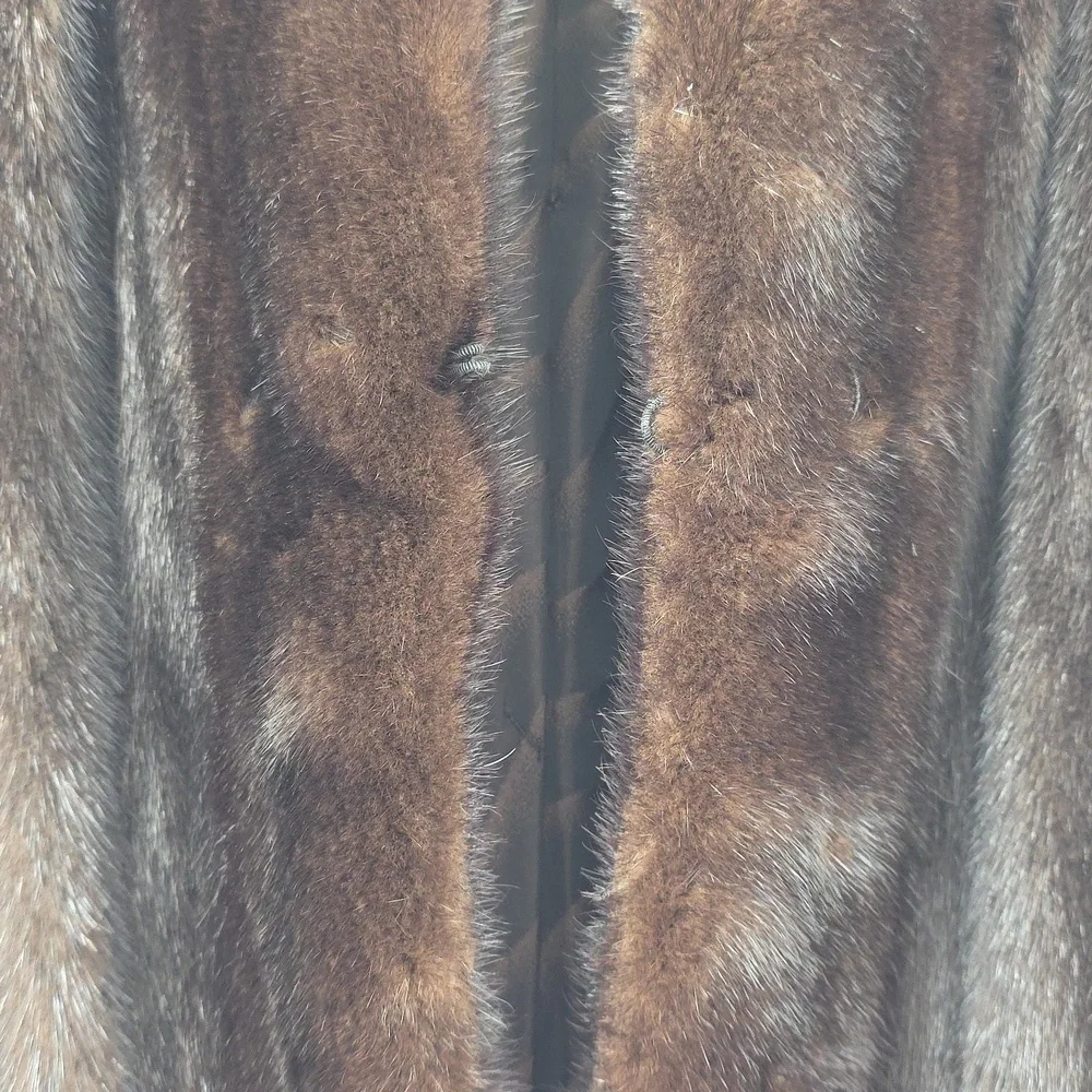 Antonovich Black/Dark Brown Full Length Mink Coat.  Size Medium - Picture 6 of 14